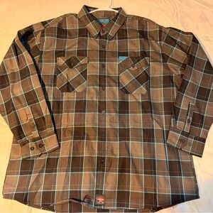 DIXXON Men's Brown and Blue Plaid Shirt